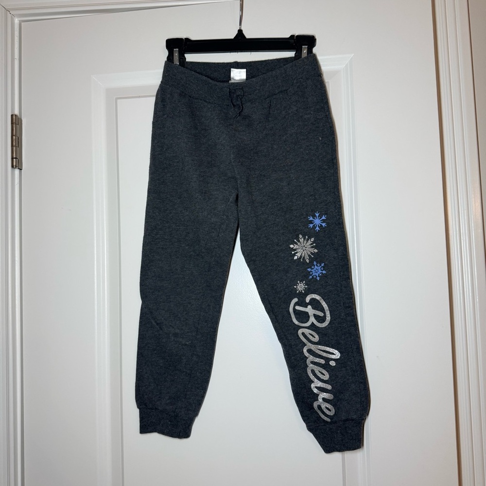 Kids Charcoal Joggers with Snowflake Design